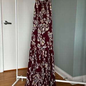 Free People Floral Maxi Dress in Burgundy and White